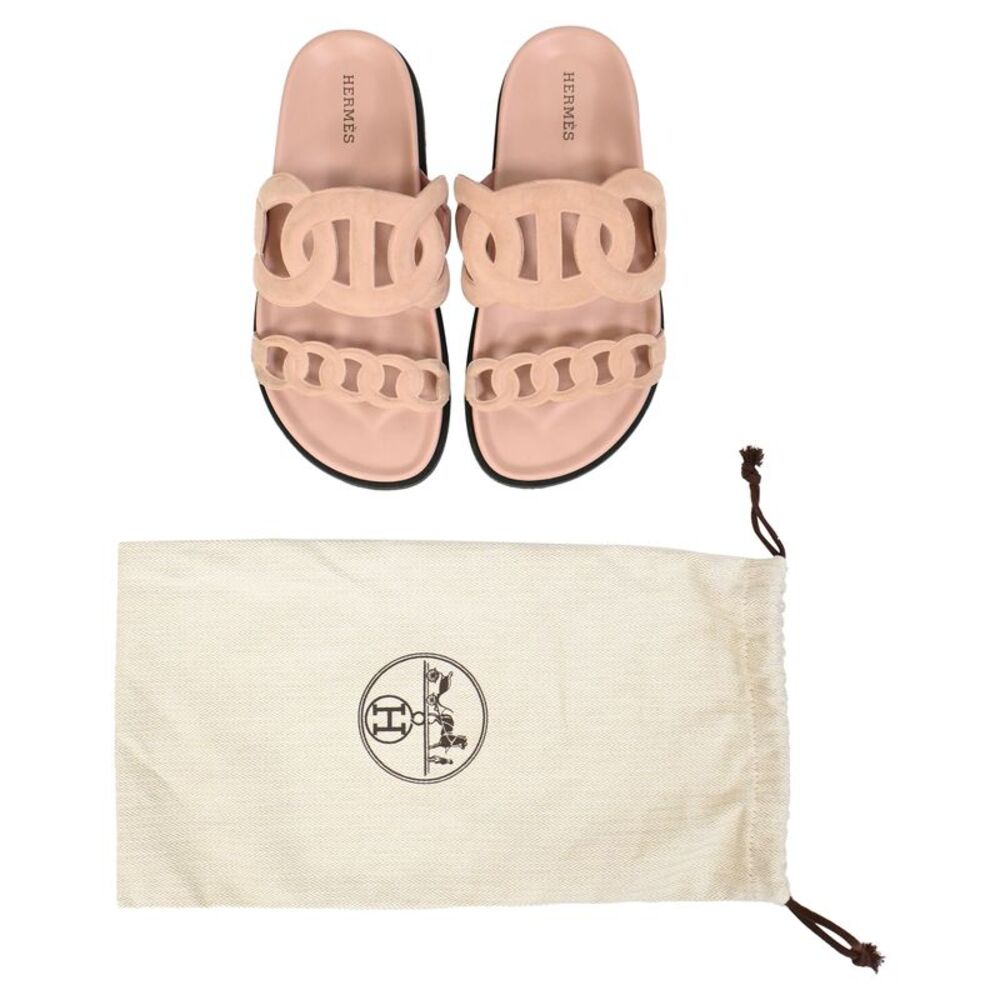 Hermès Extra Sandals in Pink Suede - Picture 9 of 9